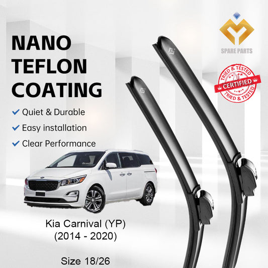 Kia Carnival 3rd Gen YP 2014 Premium Quality Japan Tech Car Wiper 1set 18"+26" U Hook Free Microfibre Cloth