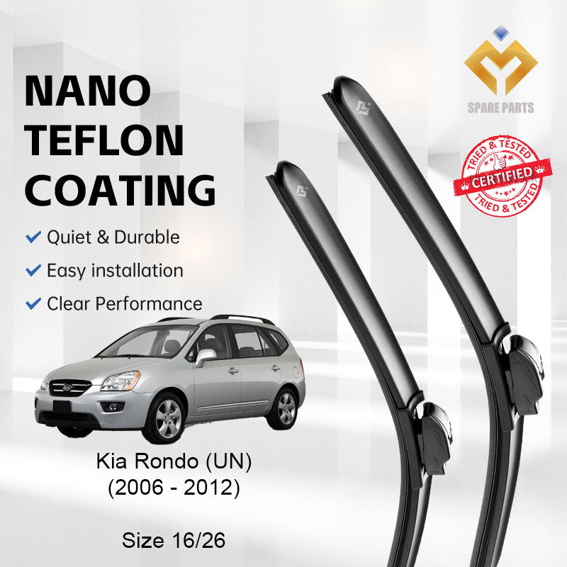 Kia Rondo 2nd 3rd Gen Premium Quality Japan Tech Car Wiper 1set 16"+26" U Hook Free Microfibre Cloth