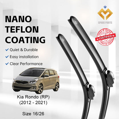 Kia Rondo 2nd 3rd Gen Premium Quality Japan Tech Car Wiper 1set 16"+26" U Hook Free Microfibre Cloth