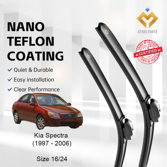 Kia Spectra Sephia 1997 Premium Quality Japan Tech Car Wiper 1set 16"+24" U Hook Free Microfibre Cloth