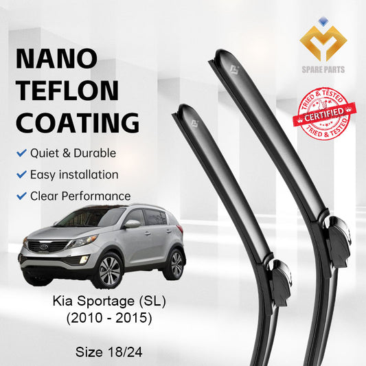 Kia Sportage 3rd Gen SL 2010 Premium Quality Japan Tech Car Wiper 1set 18"+24" U Hook Free Microfibre Cloth