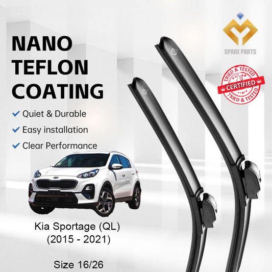 Kia Sportage 4th Gen QL 2015 Premium Quality Japan Tech Car Wiper Accessories 16"+26" U Hook Free Microfibre Cloth