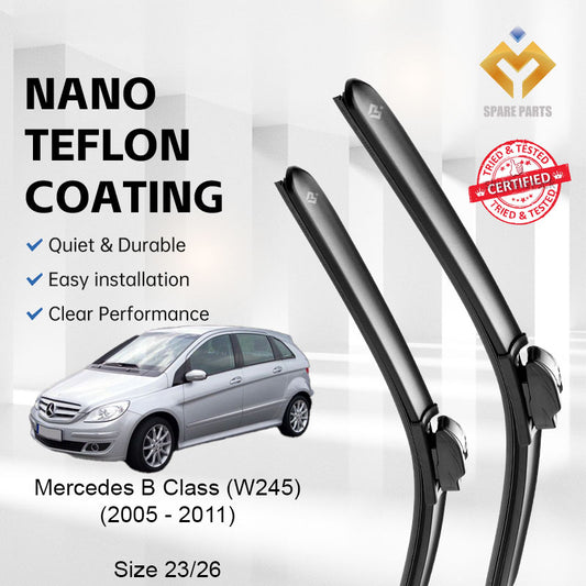 Mercedes B Class W245 2005 Premium Quality Japan Tech Car Wiper 1set 23"+26" Type 05 Clip Free Microfibre Cloth
