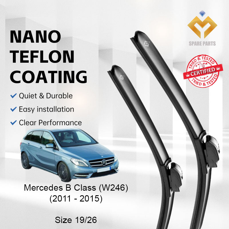 Mercedes B Class W246 2011 Premium Quality Japan Tech Car Wiper 1set 19"+26" Type 05 Clip Free Microfibre Cloth