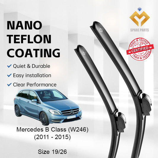 Mercedes B Class W246 2011 Premium Quality Japan Tech Car Wiper 1set 19"+26" Type 05 Clip Free Microfibre Cloth