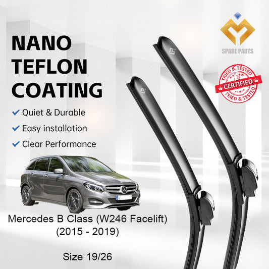 Mercedes B Class W246 Facelift 2015 Premium Quality Japan Car Wiper 1set 19"+26" Type 11 Clip Free Microfibre Cloth