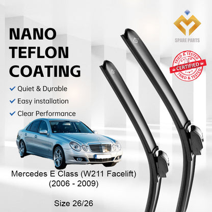 Mercedes E Class W211/W211 Facelift Premium Quality Japan Tech Car Wiper 1set 26"+26" Type 03 Clip-Includes Free Gift