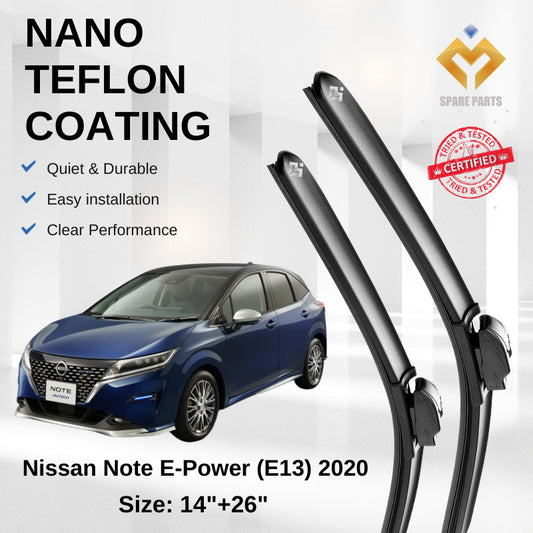 Nissan Note E-Power (E13) 2020 Premium Quality Japan Tech Car Wiper 1set 14"+26" U Hook Free Microfibre Cloth