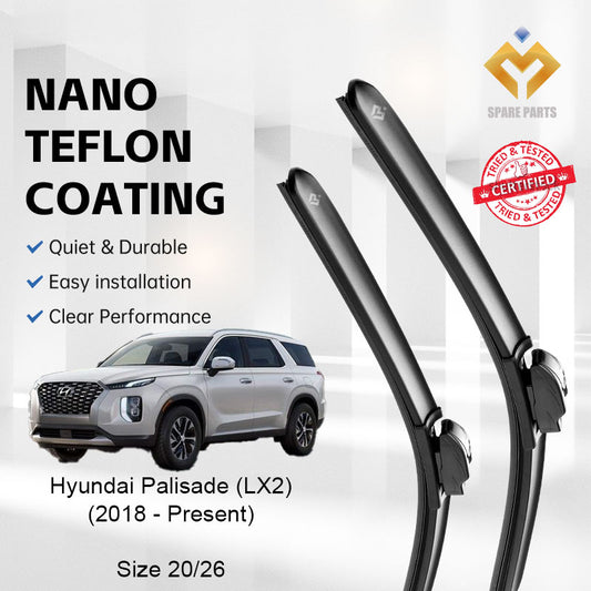 Hyundai Palisade LX2 2018-Present Premium Quality Japan Tech Car Wiper 1set 20"+26" U Hook-Includes Free Gift!