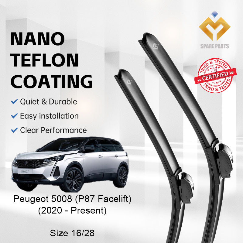 Peugeot 5008 P87/P87 Facelift 2017-2020,2020-Present Premium Quality Japan Tech Car Wiper 1set 16"+28" Type 04 Clip