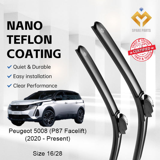 Peugeot 5008 P87/P87 Facelift 2017-2020,2020-Present Premium Quality Japan Tech Car Wiper 1set 16"+28" Type 04 Clip