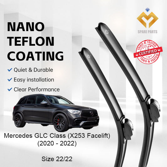 Mercedes GLC Class X253/Facelift Premium Quality Japan Tech Car Wiper 1set 22"+22" Type 11 Clip-Includes Free Gift