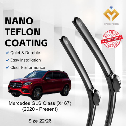 Mercedes GLS Class X167 2020-Present Premium Quality Japan Tech Car Wiper 1set 22"+26" Type 11 Clip-Includes Free Gift