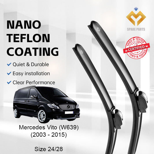 Mercedes Vito/ Viano W639 2003-2005 Premium Quality Japan Tech Car Wiper 1set 24"+28" U Hook-Includes Free Gift!