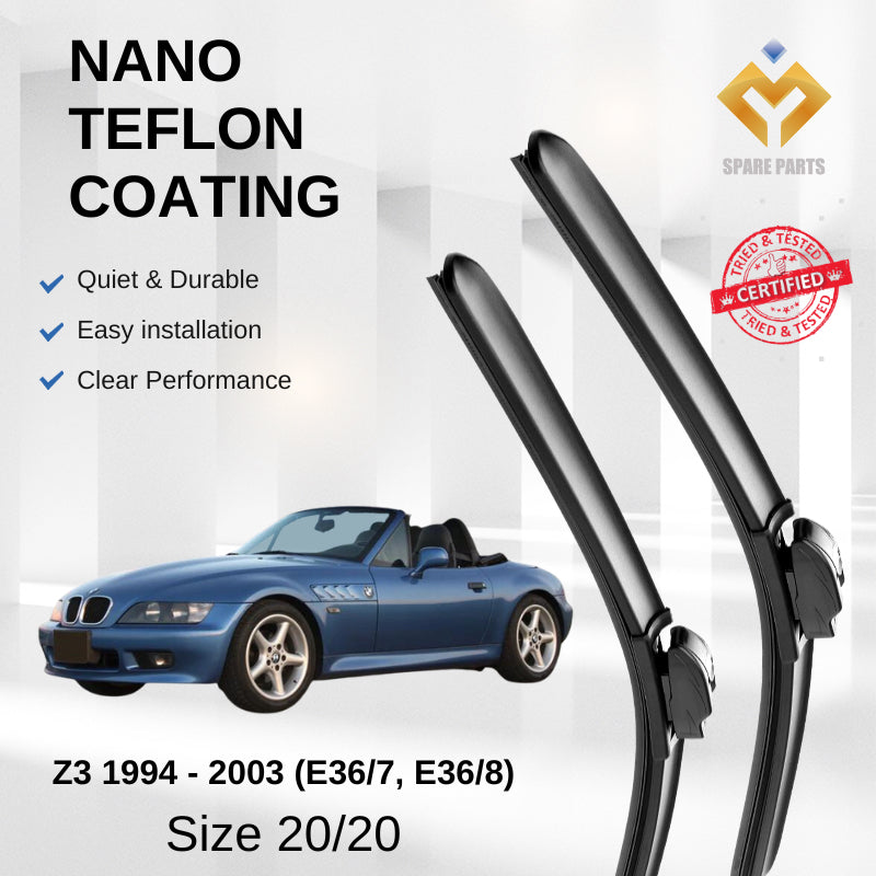 BMW Z3 1994-2003 E36/7, E36/8 Premium Quality Japan Tech Car Wiper 1set 20"+20" U Hook-Includes Free Microfibre Cloth!