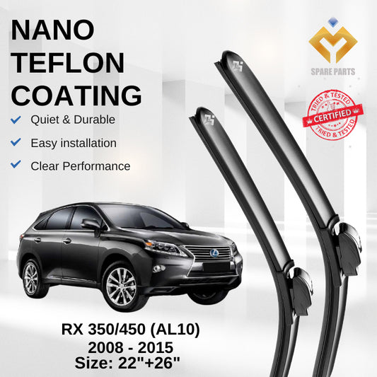 Lexus RX 350/450 AL10 (2008-2015) Premium Japan Tech Car Wiper 22"+26" Universal Hook, Free Microfibre Cleaning Cloth