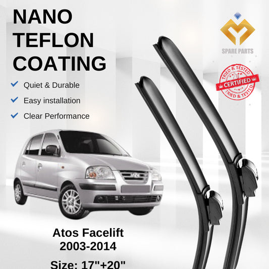 Hyundai Atos Facelift 2003-2014 Premium Quality Japan Tech Car Wiper 1set 17"+20" U Hook-Includes Free Microfibre Cloth!