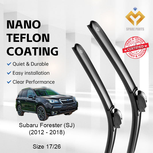 Subaru Forester SJ 2012-2018 Premium Quality Japan Tech Car Wiper 1set 17"+26" U Hook-Includes Free Microfibre Cloth!