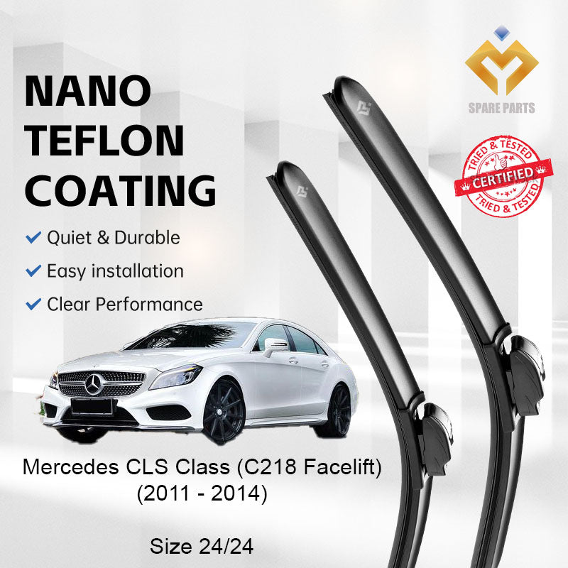 Mercedes CLS Class C218 Facelift 2014-2017 Premium Quality Japan Tech Car Wiper 1set 24"+24" Type 01 Clip-With Free Gift
