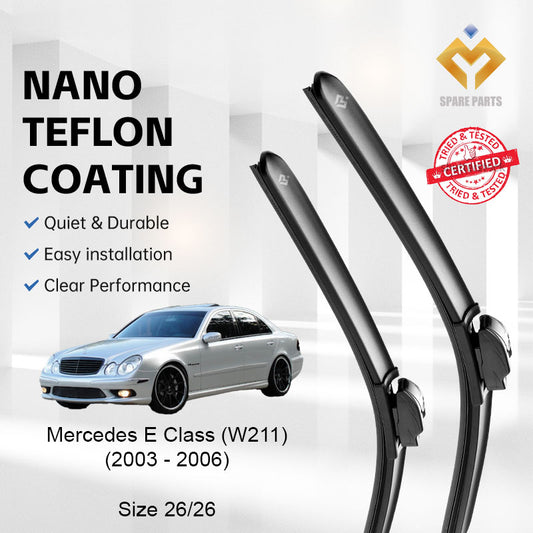 Mercedes E Class W211/W211 Facelift Premium Quality Japan Tech Car Wiper 1set 26"+26" Type 03 Clip-Includes Free Gift