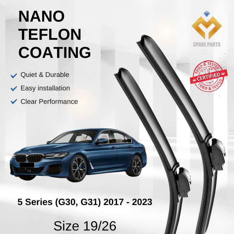 BMW 5 Series (G30, G31) 2017-2023 Premium Quality Japan Tech Car Wiper 1set 19"+26" Type 01 Clip-Includes Free Gift