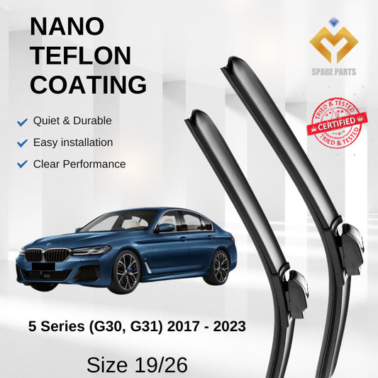 BMW 5 Series (G30, G31) 2017-2023 Premium Quality Japan Tech Car Wiper 1set 19"+26" Type 01 Clip-Includes Free Gift