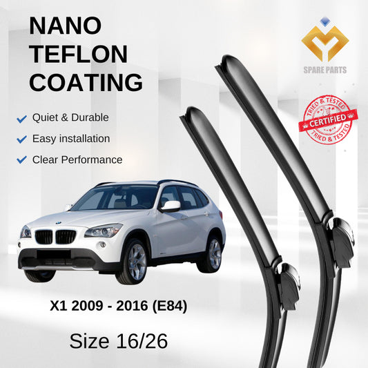 BMW X1 2009-2016 E84 Premium Quality Japan Tech Car Wiper 1set 16"+26" Type 05 Clip-Includes Free Microfibre Cloth