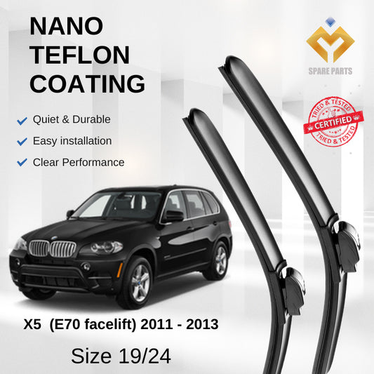 BMW X5 E70 Facelift 2011-2013 Premium Quality Japan Tech Car Wiper 1set 19"+24" Type 01 Clip-Including Free Gift Include