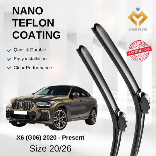 BMW X6 G06 2020-Present Premium Quality Japan Tech Car Wiper 1set 20"+26" Type 01 Clip-Includes Free Microfibre Cloth!
