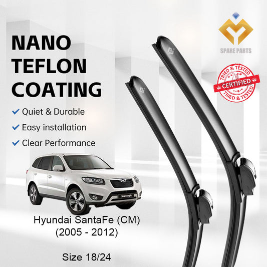 Hyundai Santa Fe 2nd Gen CM 2005-2012 Premium Quality Japan Tech Car Wiper 1set 18"+24" U Hook