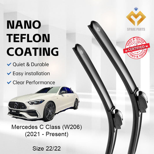 Mercedes C Class W206 2021-Present Premium Quality Japan Tech Car Wiper 1set 22"+22" Type 16 Clip-Includes Free Cloth