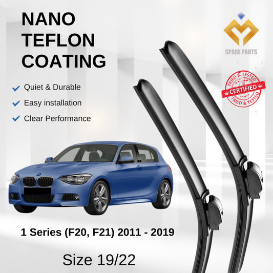 BMW 1 Series F20 F21 2011-2019 Premium Quality Japan Tech Car Wiper 1set 19"+22" Type 07 Clip-Includes Free Gift