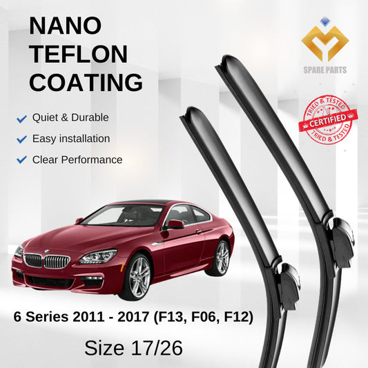 BMW 6 Series 2011-2017 (F13, F06, F12) Premium Quality Japan Tech Car Wiper 1set 17"+26" Type 08 Clip-Includes Free Gift