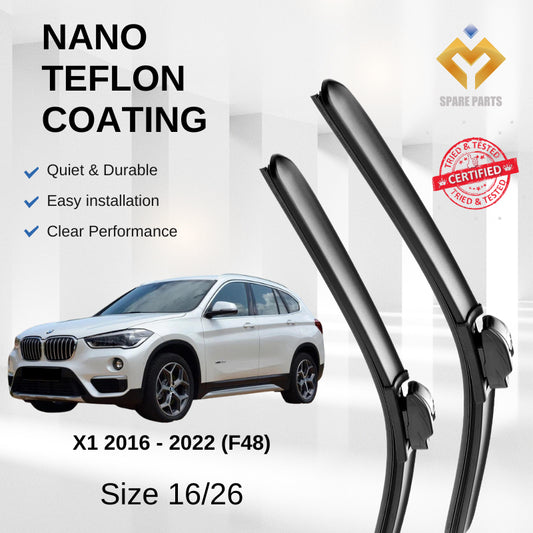 BMW X1 2016-2022 F48 Premium Quality Japan Tech Car Wiper 1set 16"+26" Type 04 Clip-Includes Free Microfibre Cloth