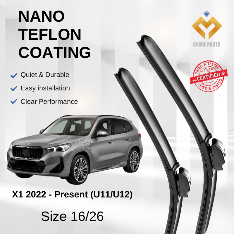 BMW X1 2022-Present U11 U12 Premium Quality Japan Tech Car Wiper 1set 16"+26", Type 04-Includes Free Microfibre Cloth