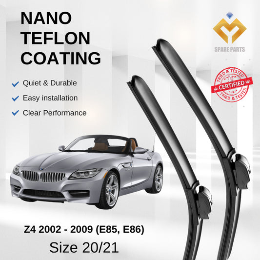 BMW Z4 2002-2009 E85 E86 Premium Quality Japan Tech Car Wiper 1set 20"+21" U Hook-Includes Free Microfibre Cloth