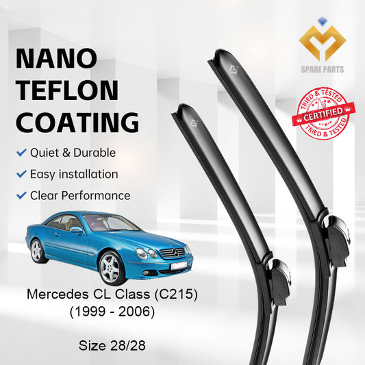 Mercedes CL Class C215 1999-2006 Premium Quality Japan Tech Car Wiper 1set 28"+28" Type 03 Clip-Includes Free Gift