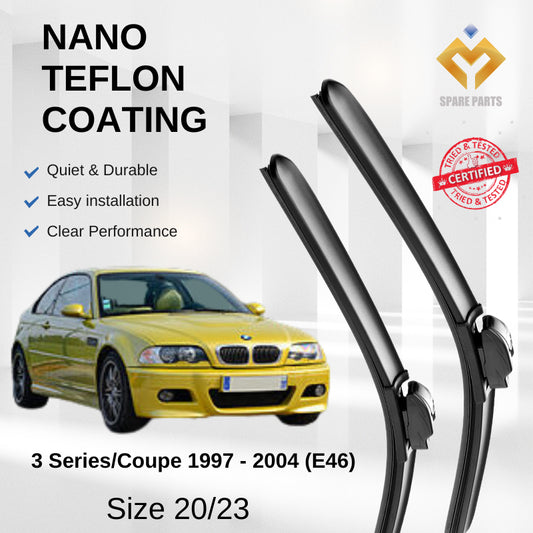 BMW 3 Series/Coupe 1997-2004 E46 Premium Quality Japan Tech Car Wiper 1set 20"+23" U Hook-Includes Free Microfibre Cloth