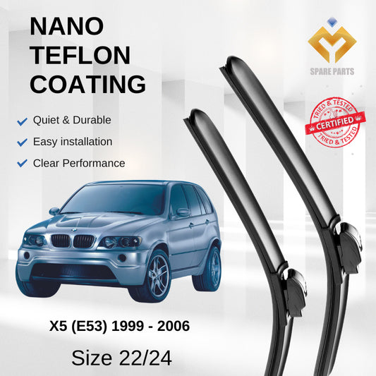 BMW X5 (E53) 1999 - 2006 Premium Quality Japan Tech Car Wiper 1set 22"+24" U Hook-Includes Free Microfibre Cloth!
