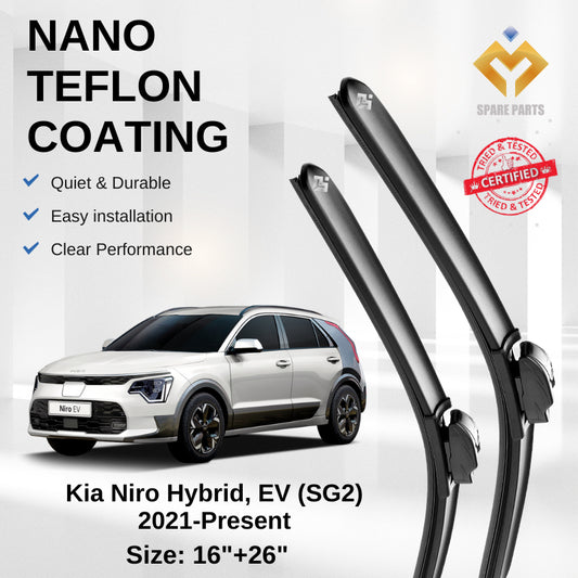 Kia Niro Hybrid EV (SG2) 2021-Present Premium Quality Japan Tech Car Wiper 1set 16"+26" U Hook Free Microfibre Cl