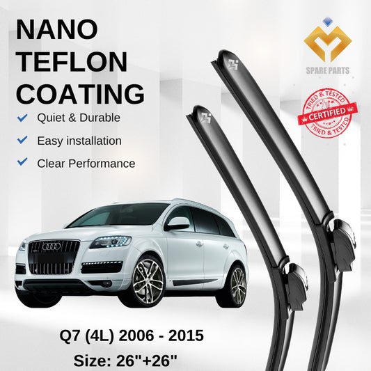 Audi Q7 4L (2006-2015) Premium Japan Tech Car Wiper 26”+26” Type 07 Clip, Free Microfibre Cleaning Cloth