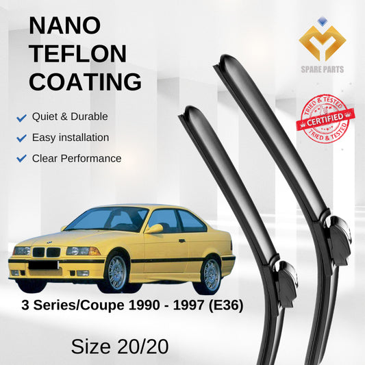 BMW 3 Series/Coupe 1990-1997 E36 Premium Quality Japan Tech Car Wiper 1set 20"+20" U Hook-Includes Free Microfibre Cloth