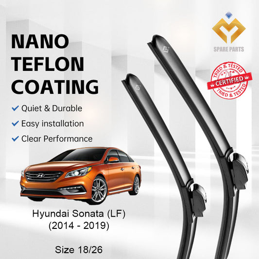 Hyundai Sonata 7th Gen LF 2014-2019 Premium Quality Japan Tech Car Wiper 1set 18"+26" U Hook-Free Microfibre Cloth