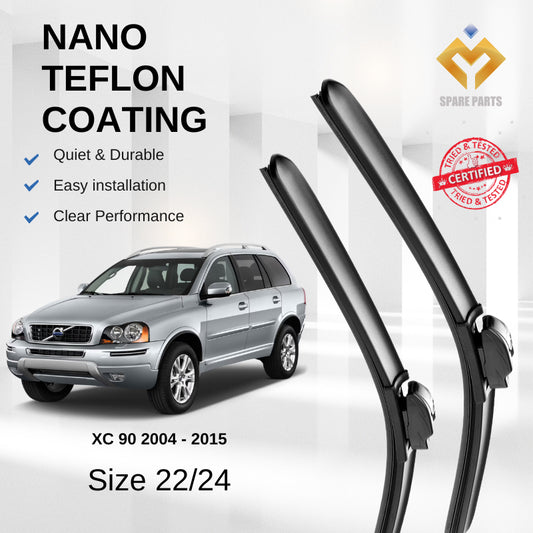 Volvo XC 90 2004-2015 Premium Quality Japan Tech Car Wiper 1set 22"+24" Type 05 Clip-Includes Free Microfibre Cloth