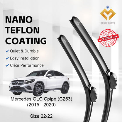 Mercedes GLC Class/GLC Coupe C253/Facelift Premium Quality Japan Tech Car Wiper 1set 22"+22" Type 11 Clip-With Free Gift
