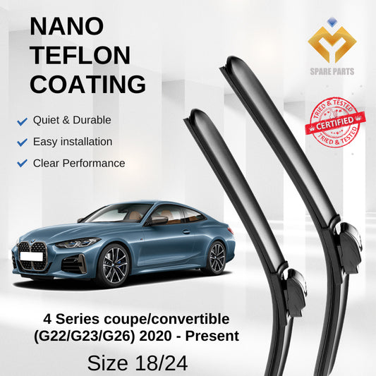 BMW 4 Series coupe/convertible (G22/G23/G26) 2020-Present Premium Quality Japan Tech Car Wiper 1set 18"+24" Type 07 Clip