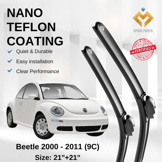 Volkswagen Beetle 9C (2000-2011) Premium Japan Tech Car Wiper 21"+21" Universal Hook, Free Microfibre Cleaning Cloth
