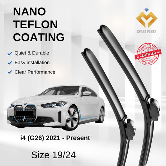 BMW i4 G26 2021-Present Premium Quality Japan Tech Car Wiper 1set 19"+24" Type 07 Clip-Includes Free Microfibre Cloth!