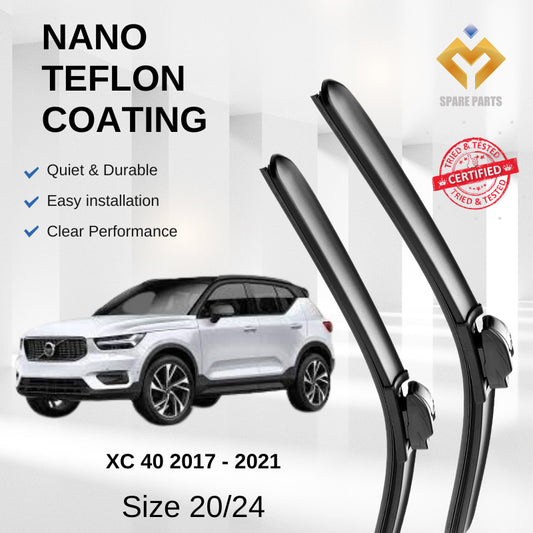 Volvo XC 40 2017-2021 Premium Quality Japan Tech Car Wiper 1set 20"+24" Type 01 Clip-Includes Free Microfibre Cloth!