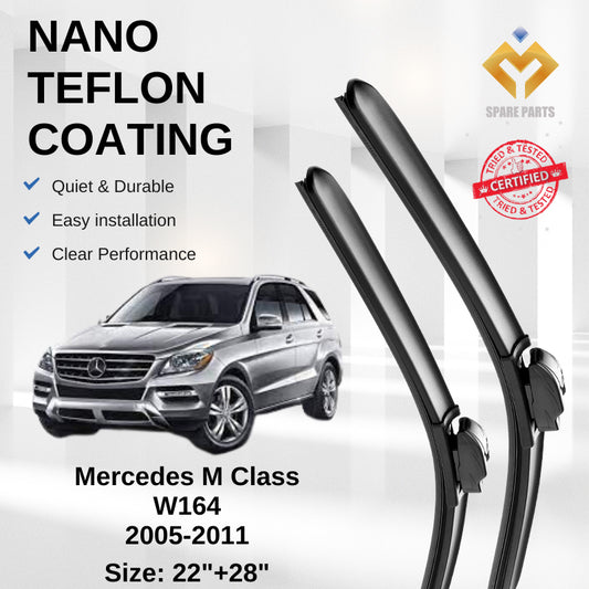 Mercedes M Class 2005-2011 W164 Premium Quality Japan Tech Car Wiper 1set 22"+28" Type 05 Clip-Includes Free Gift